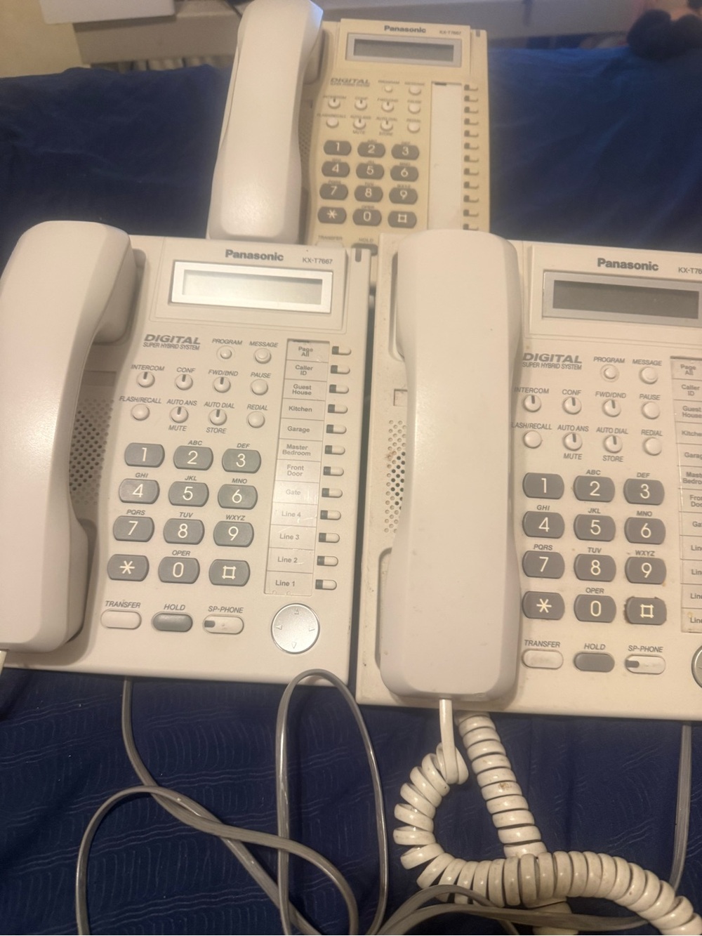 Lot Of 3 Panasonic KX-T7667 White Display Phone - Grade B Discolored
